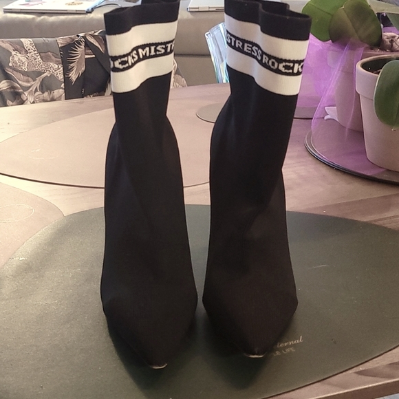 New Black Sock Boots/ Booties - Picture 2 of 7